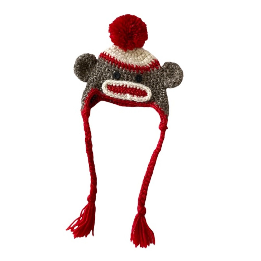 Handmade Knit Monkey Infant Toque